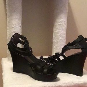 Express Black strappy  wedge size 9